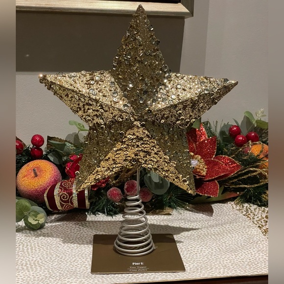 Pier 1 Gold Sequin Tree Topper - Picture 2 of 10